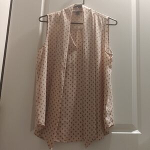Ann Taylor Factory Blush Pink Sleeveless V-Neck Tie-Front Blouse